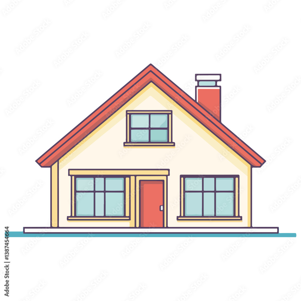 Vector illustration of a small Mid-century modern house Vector illustration of a small Mid-century modern house