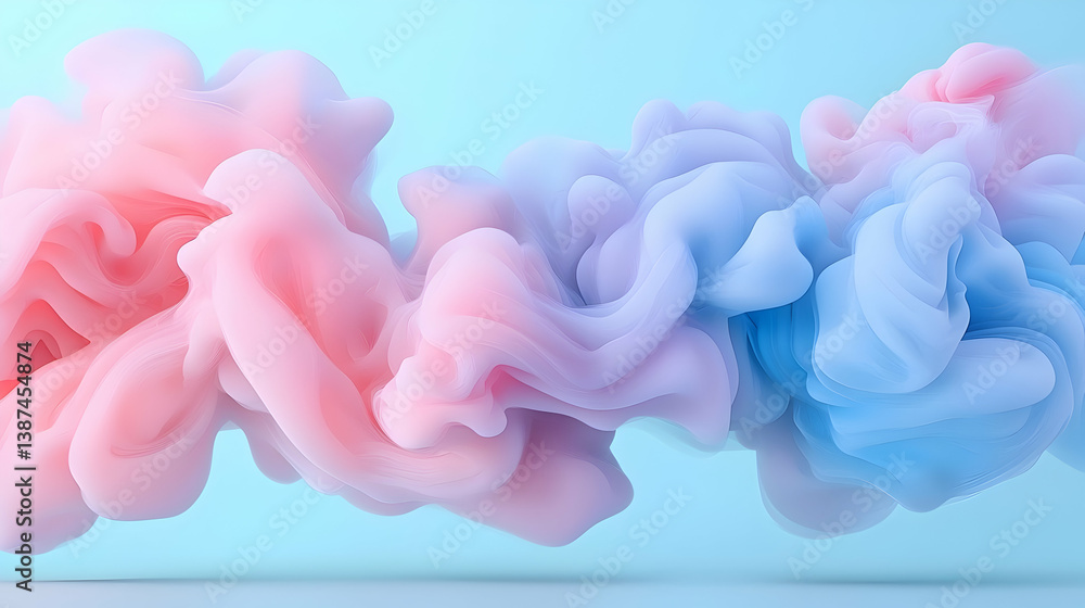 Abstract Swirling Pink and Blue Smoke on Light Blue Background Abstract Swirling Pink and Blue Smoke on Light Blue Background