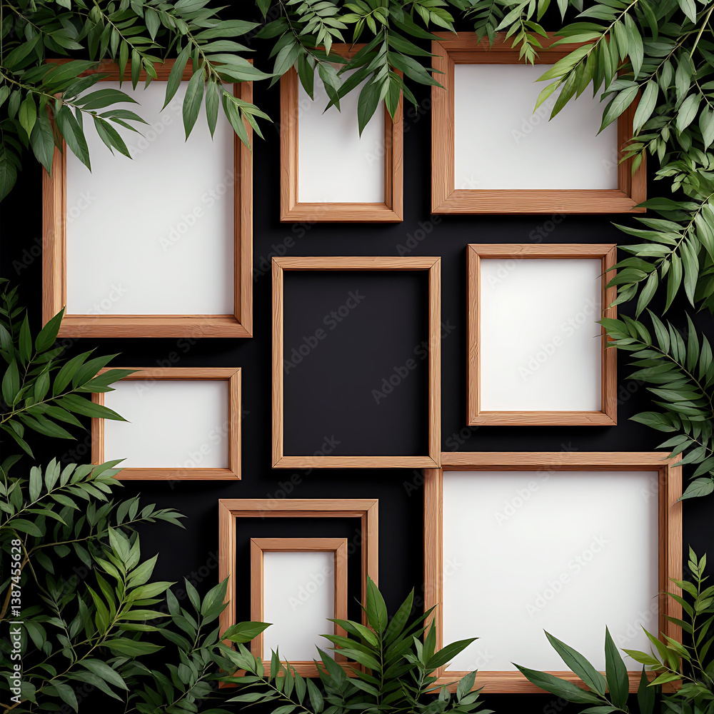 Wooden photo frame mockup Wooden photo frame mockup