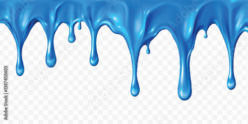 realistic liquid paint dripping down in different colour style isolated on white background