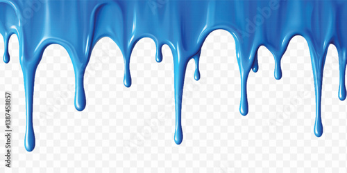 realistic liquid paint dripping down in different colour style isolated on white background