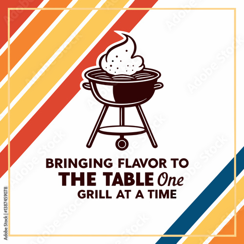 Barbecue Grill With Flames Illustration Ready For A Summer Gathering