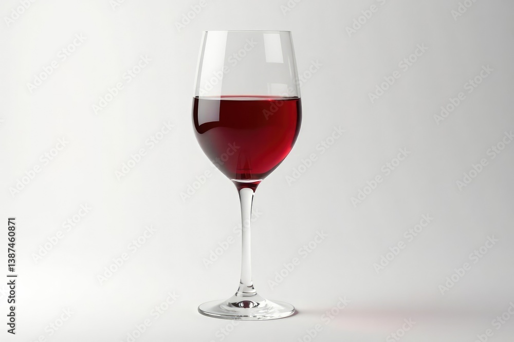 Single elegant red wine glass, isolated white backdrop, luxury, cristal, color Single elegant red wine glass, isolated white backdrop, luxury, cristal, color