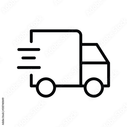 Simple Line Art Icon of a Fast Delivery Truck icon vector on white background