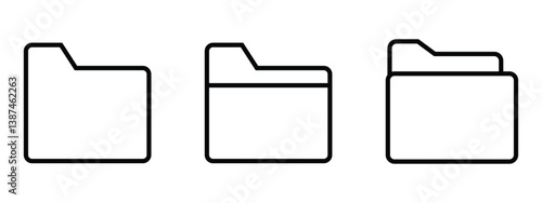 File folder line icon set vector isolated on white background