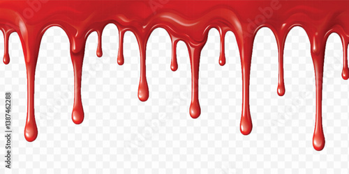 realistic liquid paint dripping down in different colour style isolated on white background