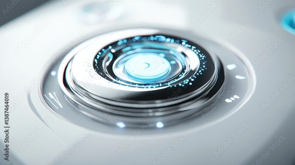 A futuristic medical technology button with biometric scanning, designed for high-precision healthcare applications. A futuristic medical technology button with biometric scanning, designed for high-precision healthcare applications.