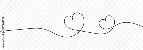 Hand drawn linear love heart design icon. Continuous line drawing of heart with heartbeat. Abstract hearts line art. Pulse trace. One line drawing. Vector illustration.