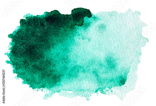 Green watercolor brush stroke texture isolated .