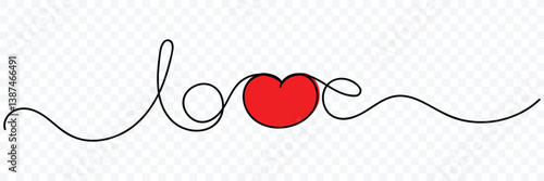 Continuous line drawing of heart with heartbeat. Pulse trace. Abstract hearts icon. One line drawing. Banner for valentine's day. Single line art. Vector illustration.