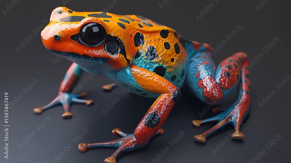 Obraz premium 3D model of a multi-colored windward poison-dart frog