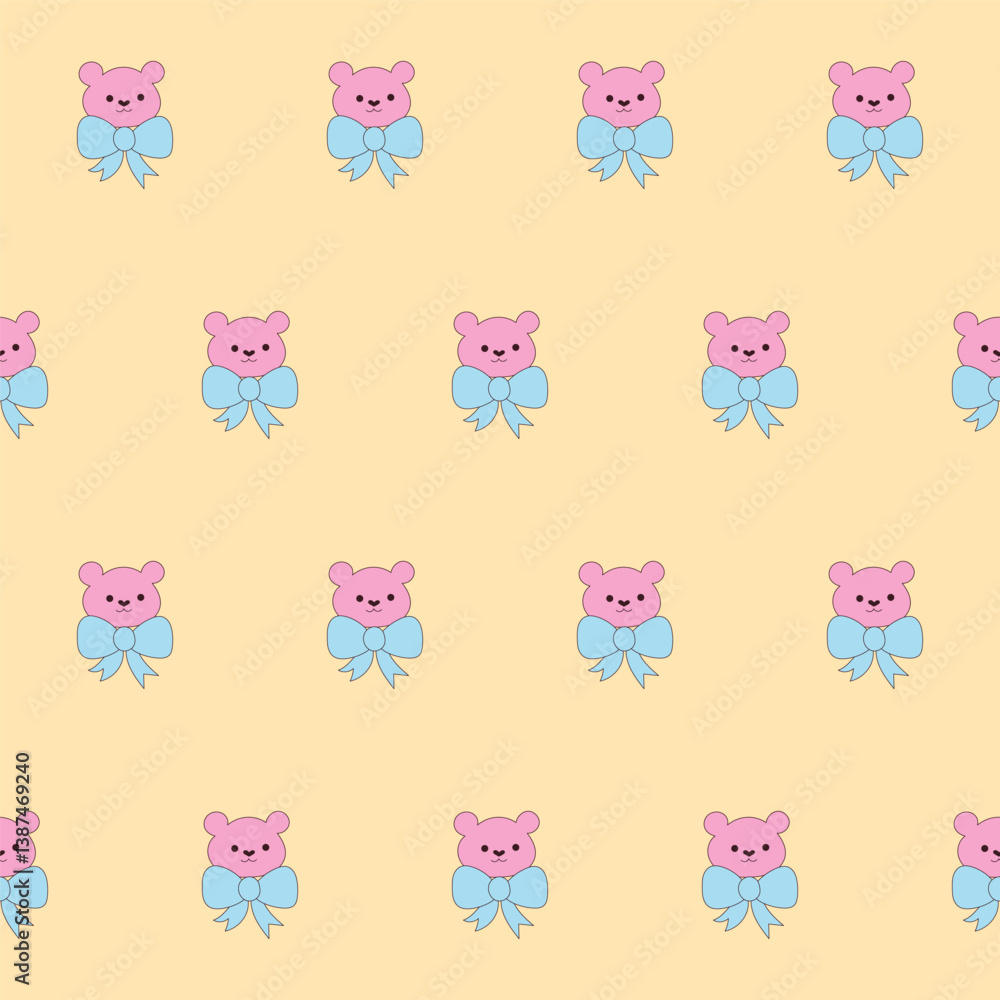 Obraz premium Baby Clothing Textile Seamless Swatch Background. Hand Drawn Doodle Funny Cute Infant Fabric Pattern. Cute Kawaii Whimsical Wrapping, Wallpaper Nursery Design. Vintage Elegant Retro Style. Nappy Cover