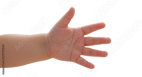 Baby Hand Reaching Out on White Background Close Up Shot