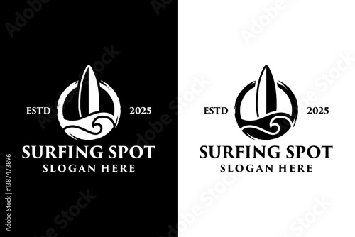 Surfing Spot Wave Logo Design