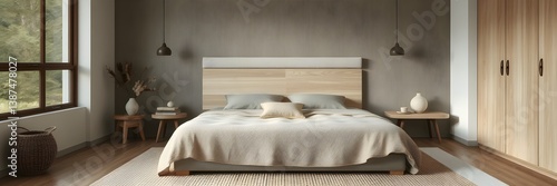 MInimalist Japandi Bedroom Style Grey Wall Wardrobe