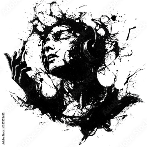Title: Meloman Enjoying Music with Headphones on Relaxed Background