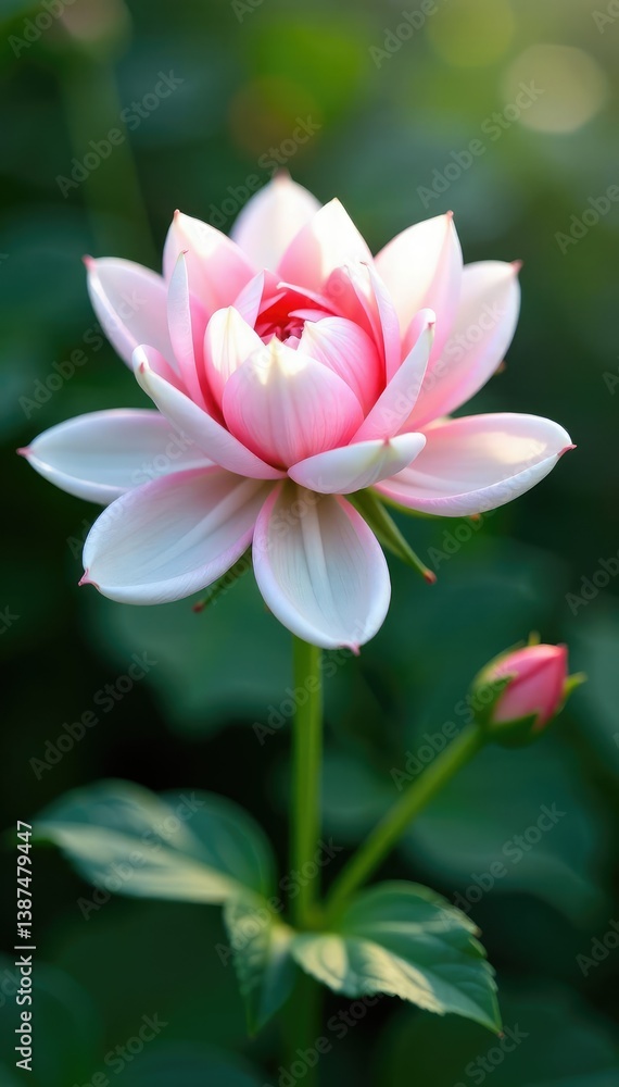 A delicate flower blooms on a pristine white petal, serene, plant A delicate flower blooms on a pristine white petal, serene, plant