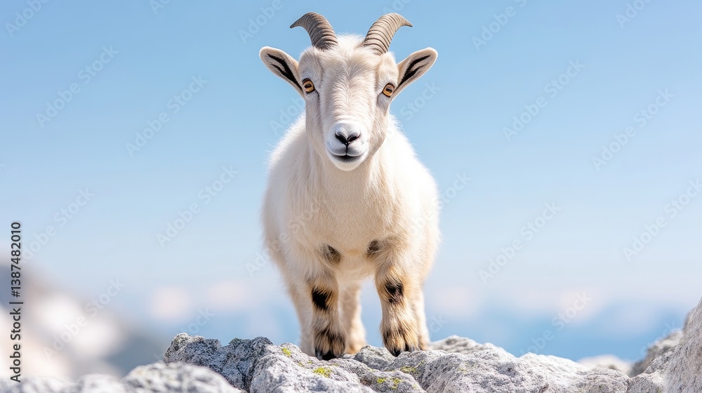 Mountain goat on rocky summit Mountain goat on rocky summit