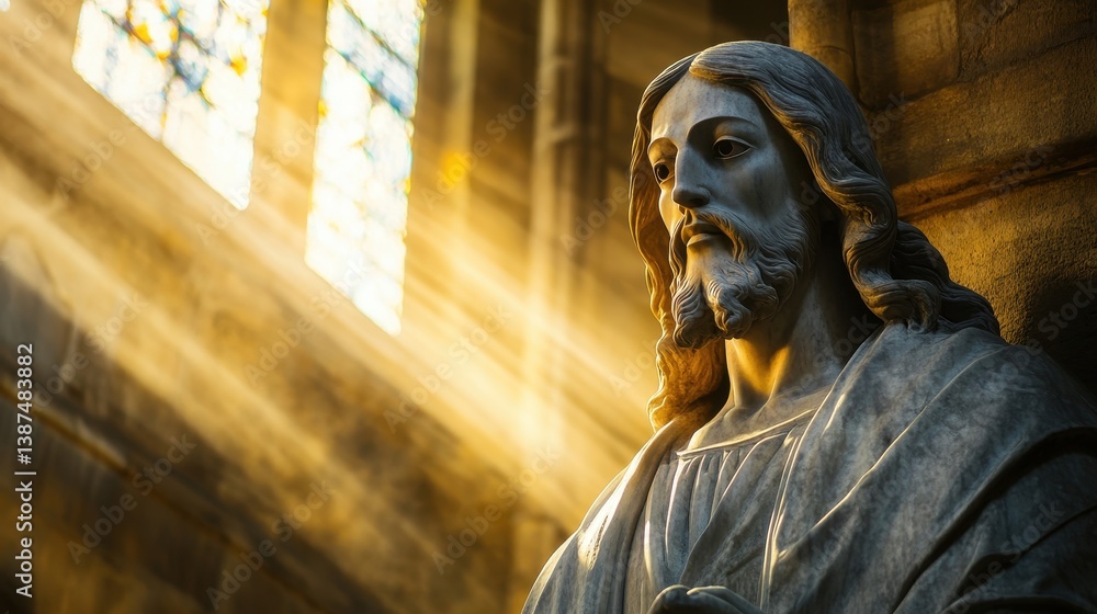 Statue of Jesus in Church with Soft Light Statue of Jesus in Church with Soft Light