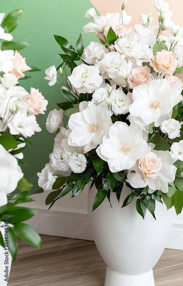 Fototapeta premium white flower arrangements in the decor of the wedding ceremony isolated background 