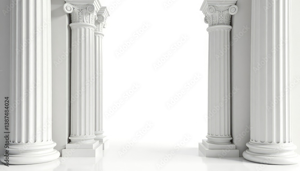 Elegant Roman column detail against stark white , minimalist, art, detail Elegant Roman column detail against stark white , minimalist, art, detail