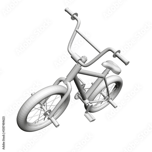 A white bicycle with a black seat and a black handlebar. The bike is leaning on its kickstand