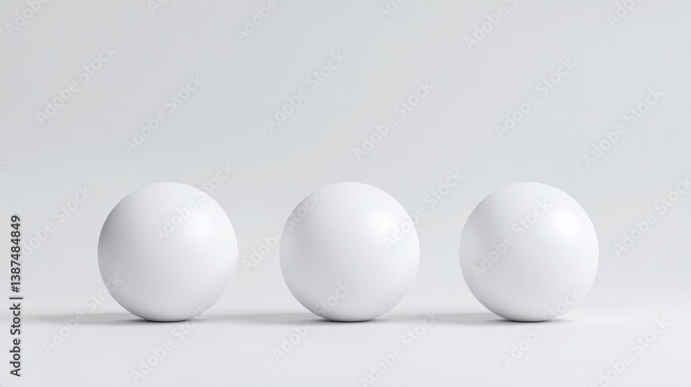 Three white spheres in a row Three white spheres in a row