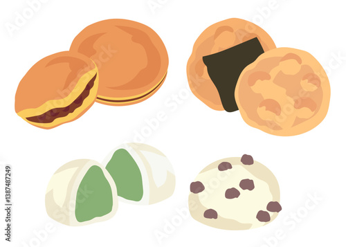 どら焼き・煎餅・饅頭イラストセット