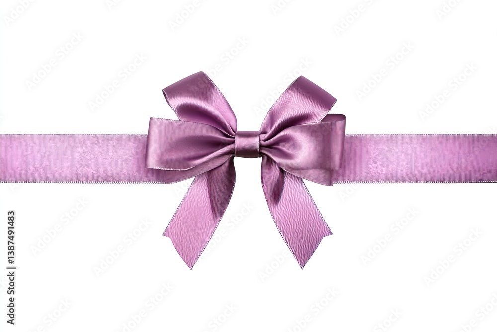 Elegant mauve ribbon bow on white background Elegant mauve ribbon bow on white background