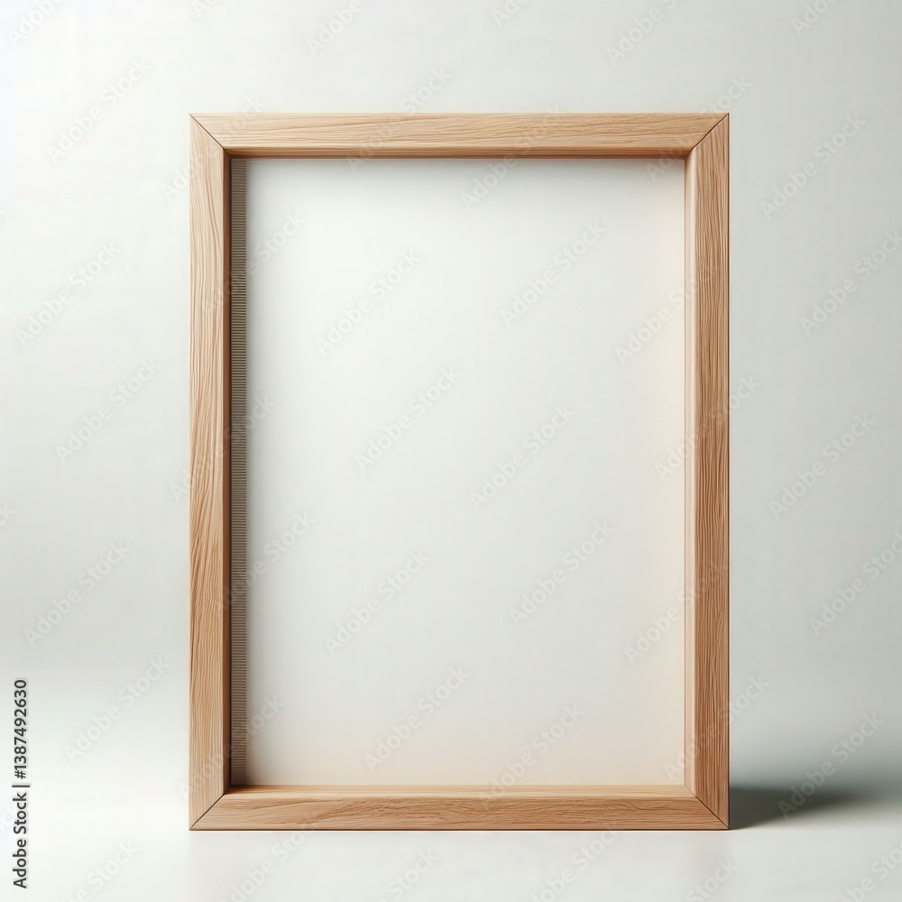 Minimal vertical wooden frame mockup with wide background space. Great for art, posters, or branding layouts. Minimal vertical wooden frame mockup with wide background space. Great for art, posters, or branding layouts.