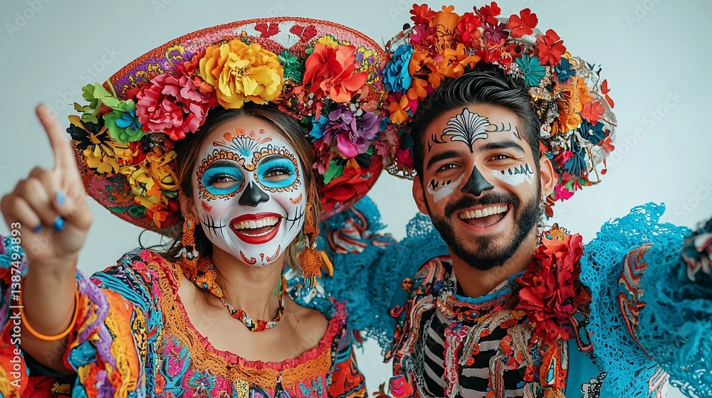Couple in Day of the Dead Costumes (1) Couple in Day of the Dead Costumes (1)