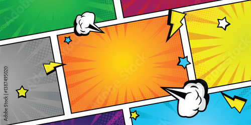 Fight scene Background panel comic manga panel pop art style. with retro style, trendy and creative for social media, poster and book magazine