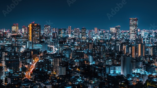 Wallpaper Mural Night Metropolis: Tokyo's Dazzling Skyline Torontodigital.ca