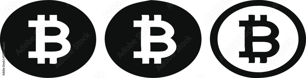Obraz premium Black And White Bitcoin Icons