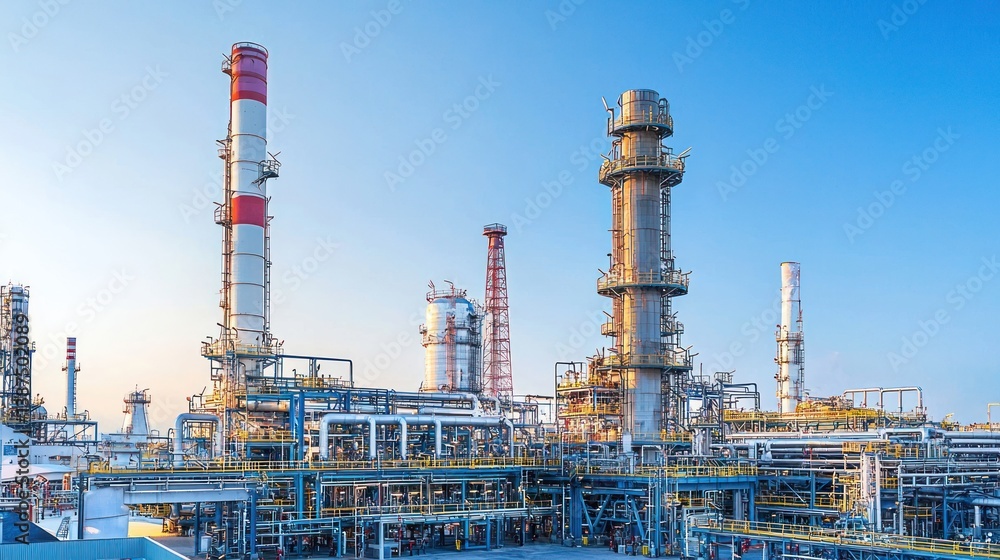 Industrial Refinery Complex under a Clear Sky Industrial Refinery Complex under a Clear Sky