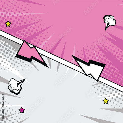White and Pink Background panel comic manga panel pop art style. with retro style, trendy and creative for social media, poster and book magazine
