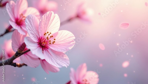 Wallpaper Mural Soft pastel sakura petals, gentle overlay pattern, ethereal feel, flower, elegant Torontodigital.ca