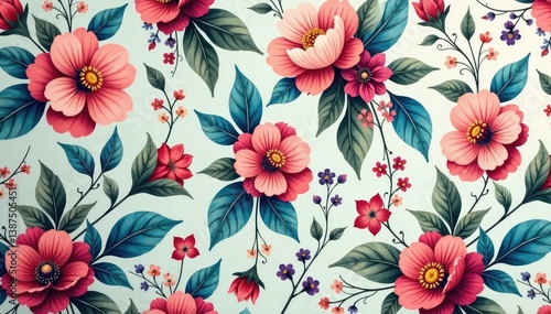 Soft, flowing paisley floral pattern in muted pastel shades , illustration, subtle