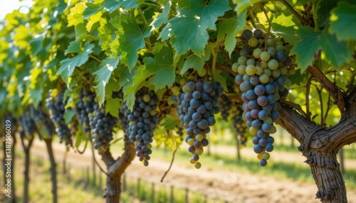 Wallpaper Mural Sun-Drenched Grapevines Lush Clusters of Grapes Hanging Heavy on the Vine Torontodigital.ca