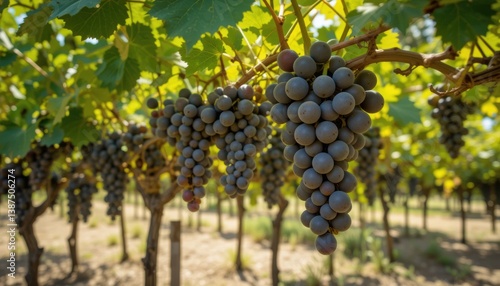 Wallpaper Mural Sun-drenched Grapevines Abundant Clusters of Ripe Grapes Hanging from Lush Vines Torontodigital.ca