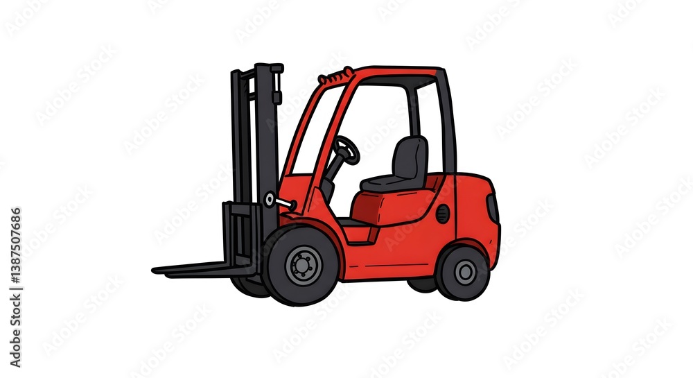 Naklejka premium Illustration of Red Forklift Truck on White Background for Transportation