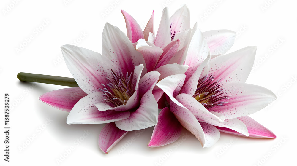Fototapeta premium Delicate White and Lavender Water Lilies Close Up