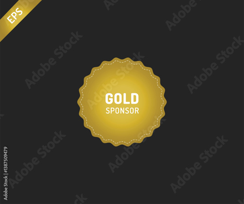 Circle Gold Sponsor Badge, Vector illustration