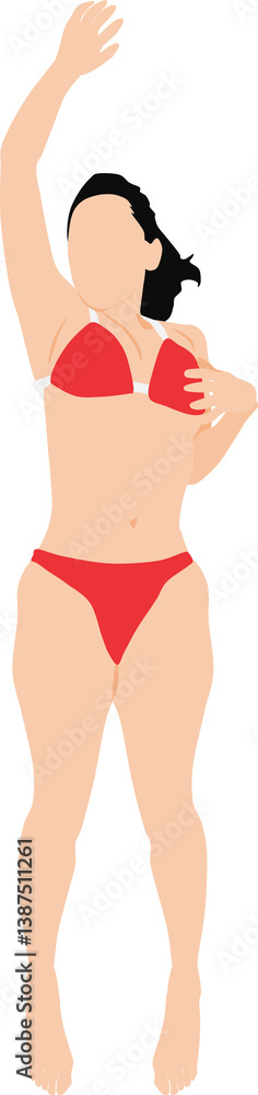 ポーズをとる水着を着た女性のイラスト ポーズをとる水着を着た女性のイラスト