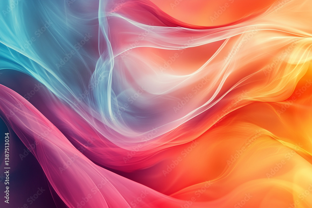 Fototapeta premium Abstract flowing colorful waves blending red and blue tones for background