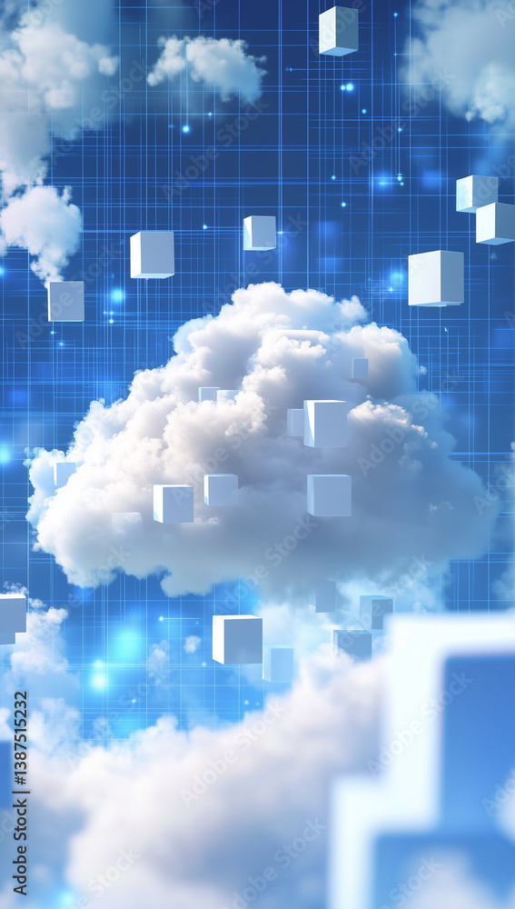 Obraz premium Cloud computing digital information and cyberspace background