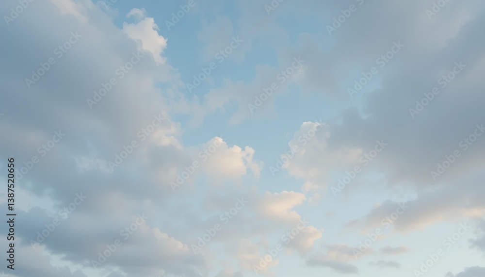 Fototapeta premium Serene Sky Soft Clouds and Gentle Blue Hues, Nature Photography