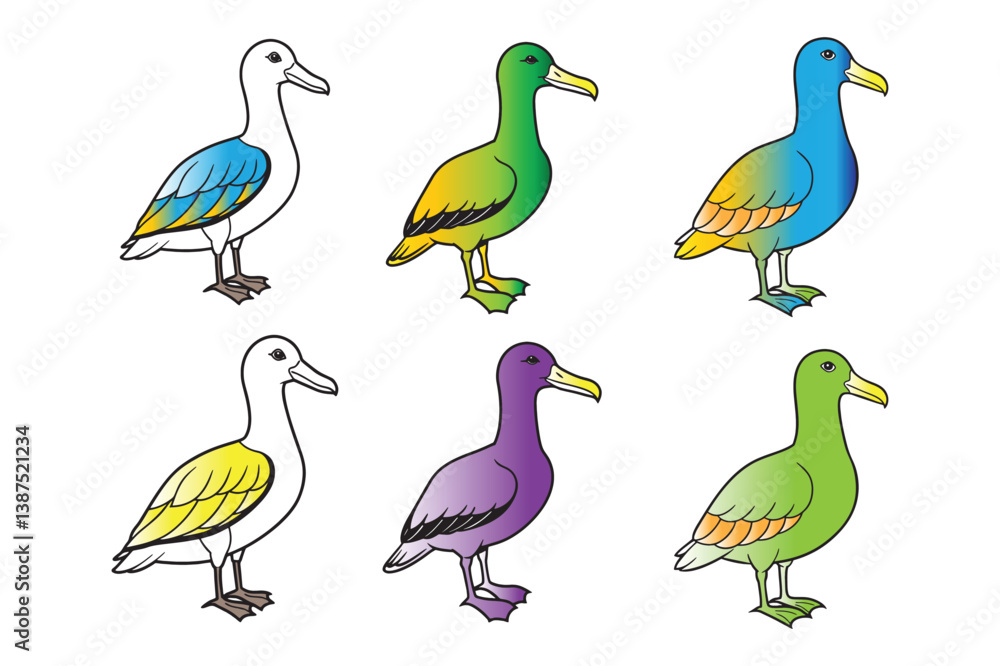 Fototapeta premium Albatross bird vector set