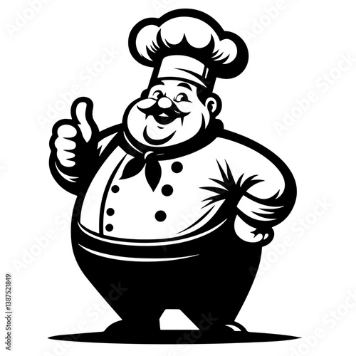 Cook vector silhouette on white background