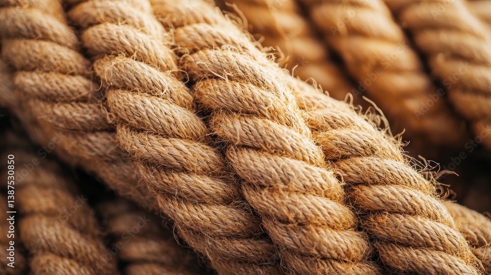 Close-Up of Thick, Textured Hemp Ropes Close-Up of Thick, Textured Hemp Ropes